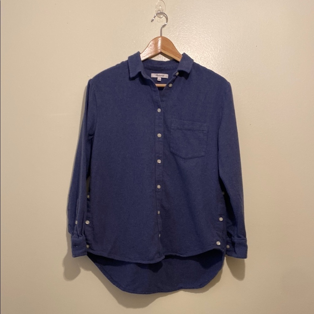 Madewell Flannel Side-Button Oversized Ex-Boyfriend Shirt. Size S . Style NC838 - Picture 6 of 12